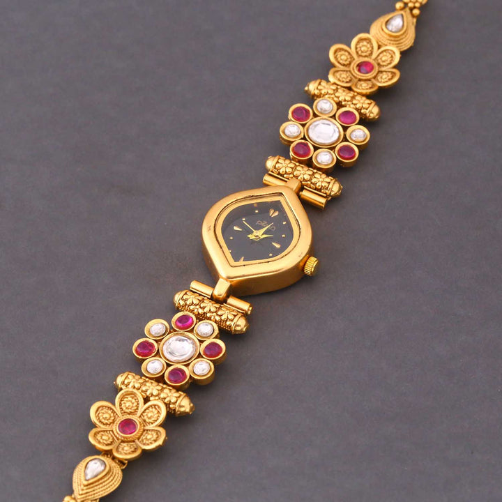 Blingbag Kundan Bloom Floral Dial Watch