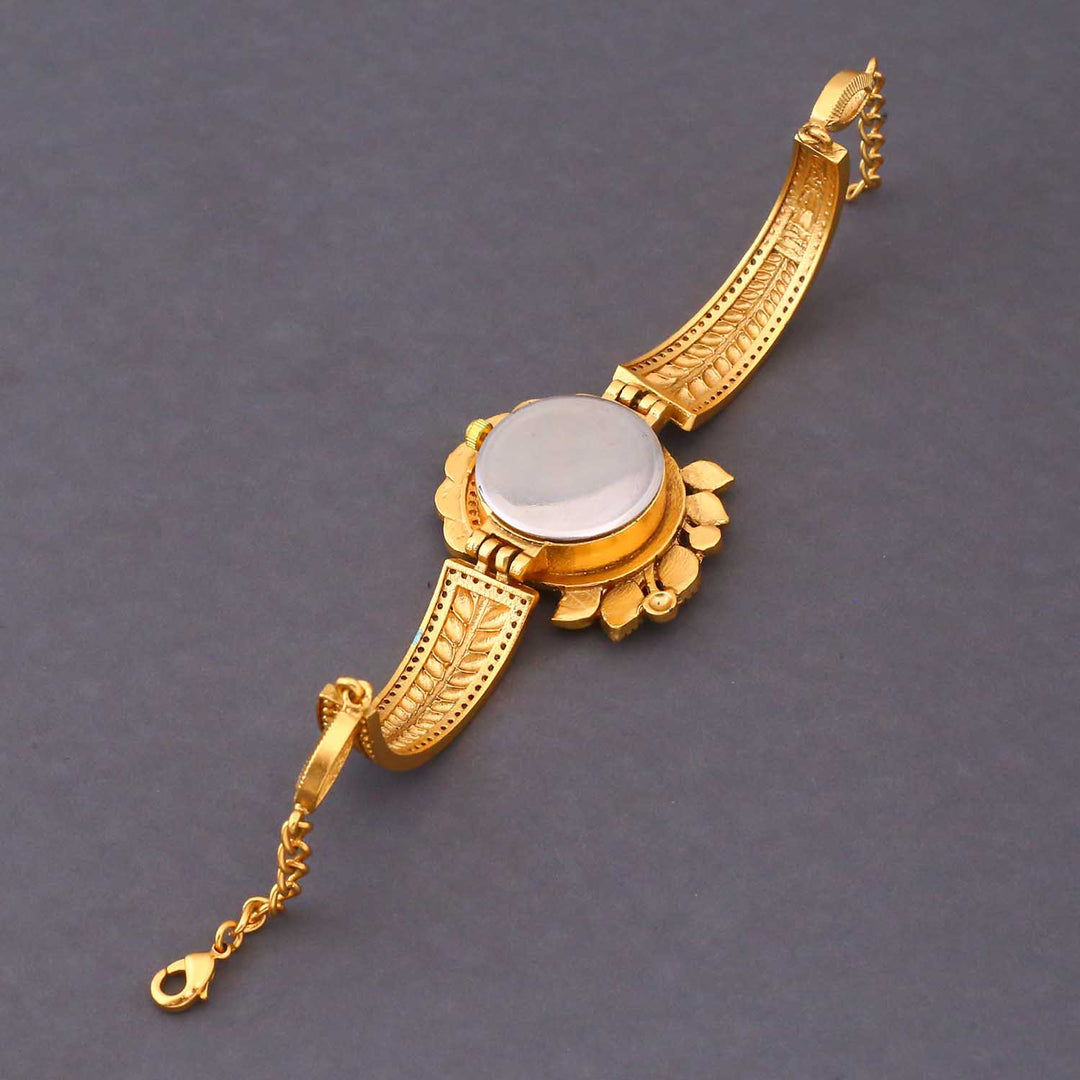 Blingbag Regal Leaf Motif Gold Watch