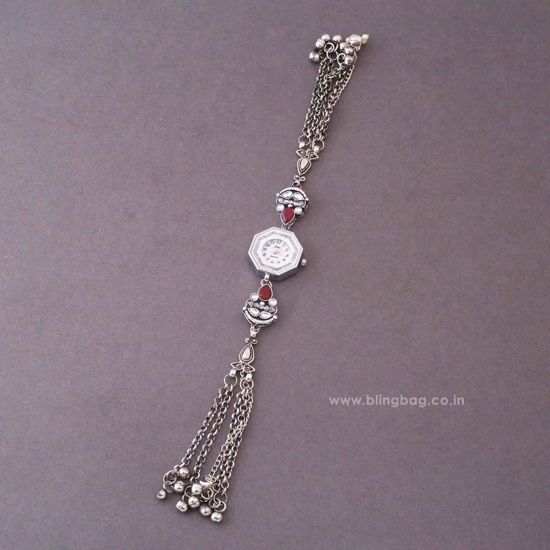 Blingbag Silver Ritvika Oxidised Watch