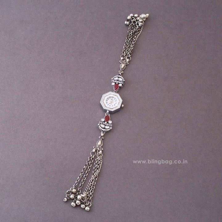 Blingbag Silver Ritvika Oxidised Watch