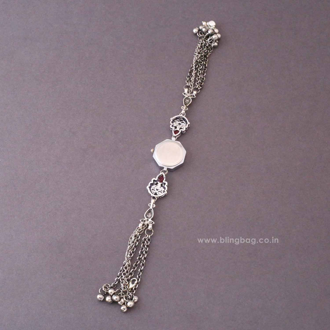 Blingbag Silver Ritvika Oxidised Watch
