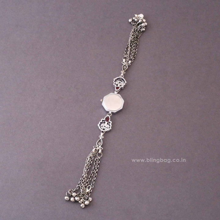 Blingbag Silver Ritvika Oxidised Watch