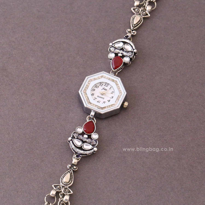 Blingbag Silver Ritvika Oxidised Watch