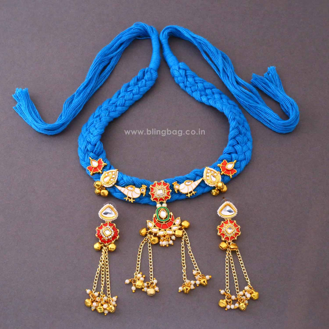 Blue Rajwadi Kundan Jewellery Set - New Arrival
