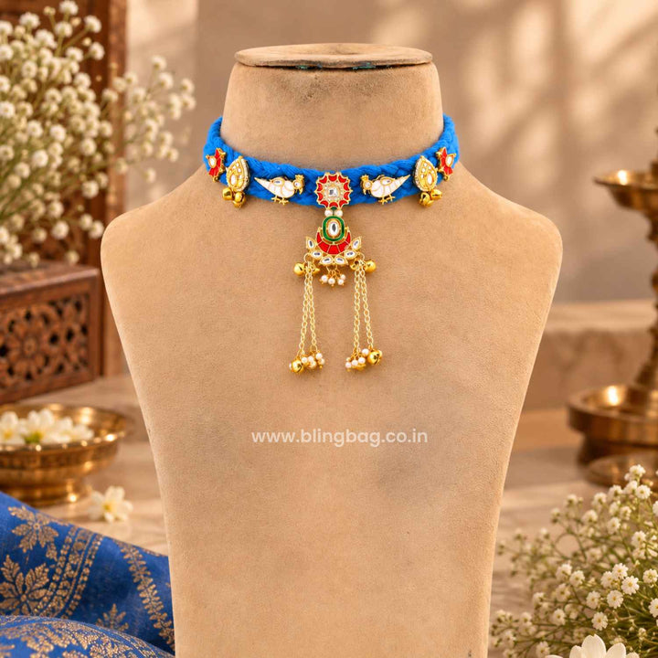 Blue Rajwadi Kundan Jewellery Set - New Arrival