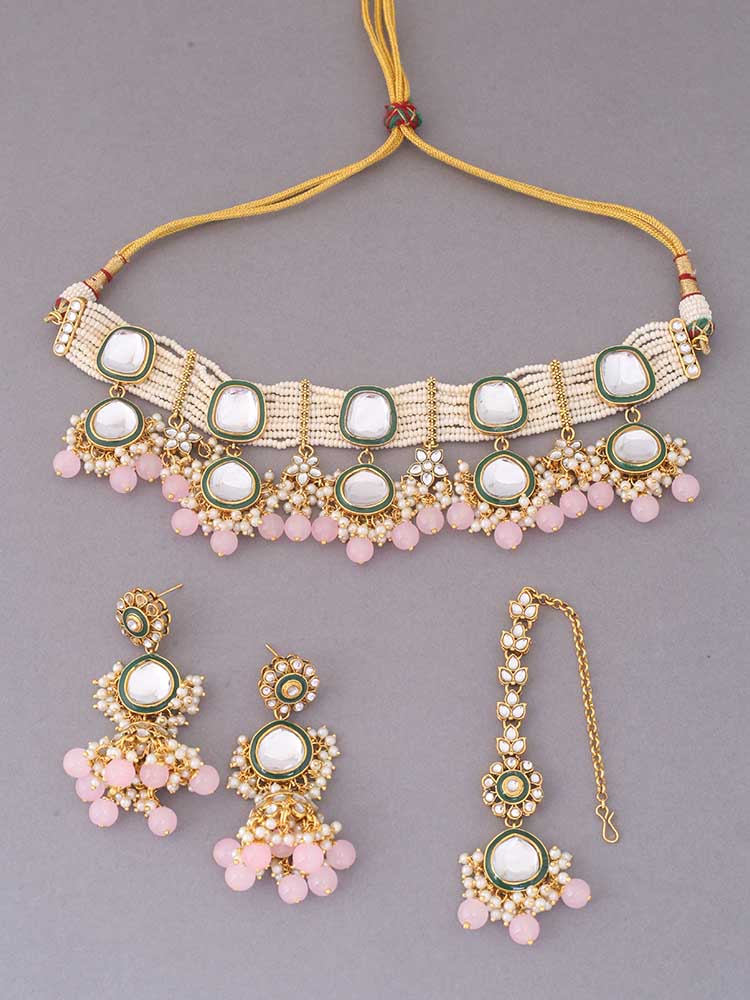 Blush Deepti Kundan Jewellery Set - EOSS