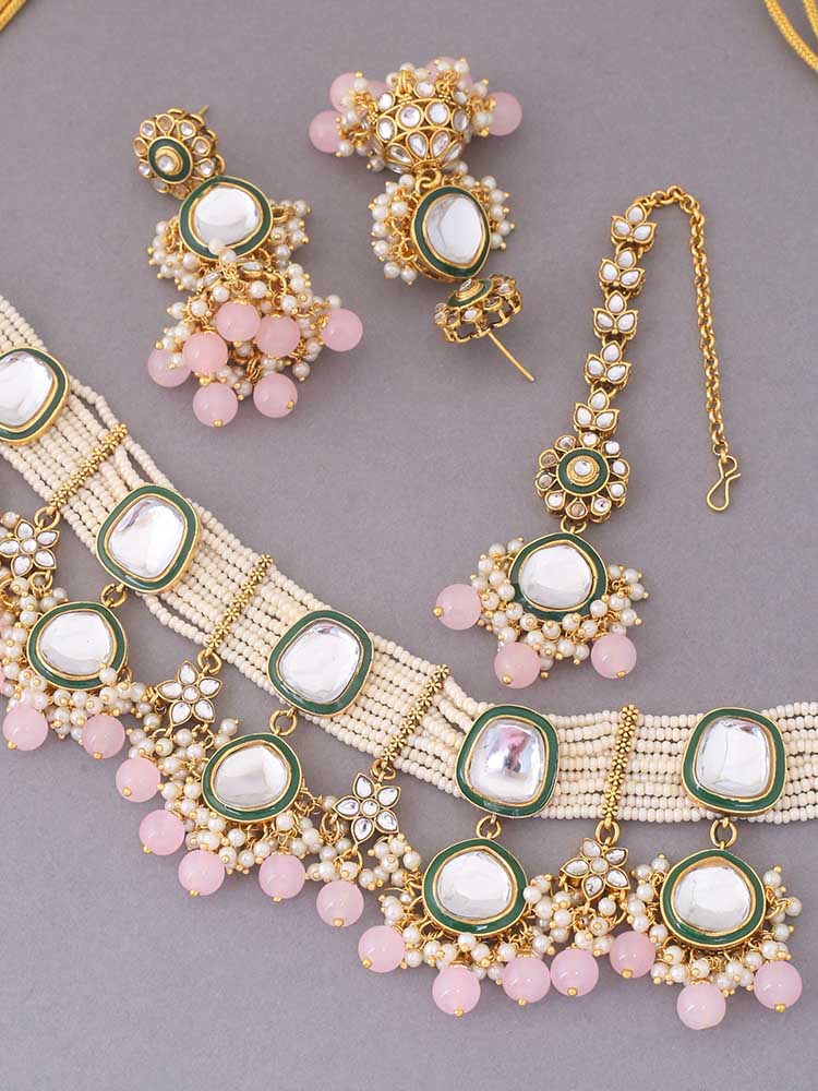 Blush Deepti Kundan Jewellery Set - EOSS
