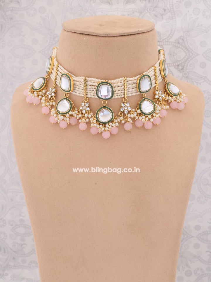 Blush Deepti Kundan Jewellery Set - EOSS