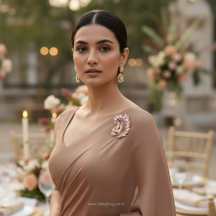 Blush Feather Peacock Brooch