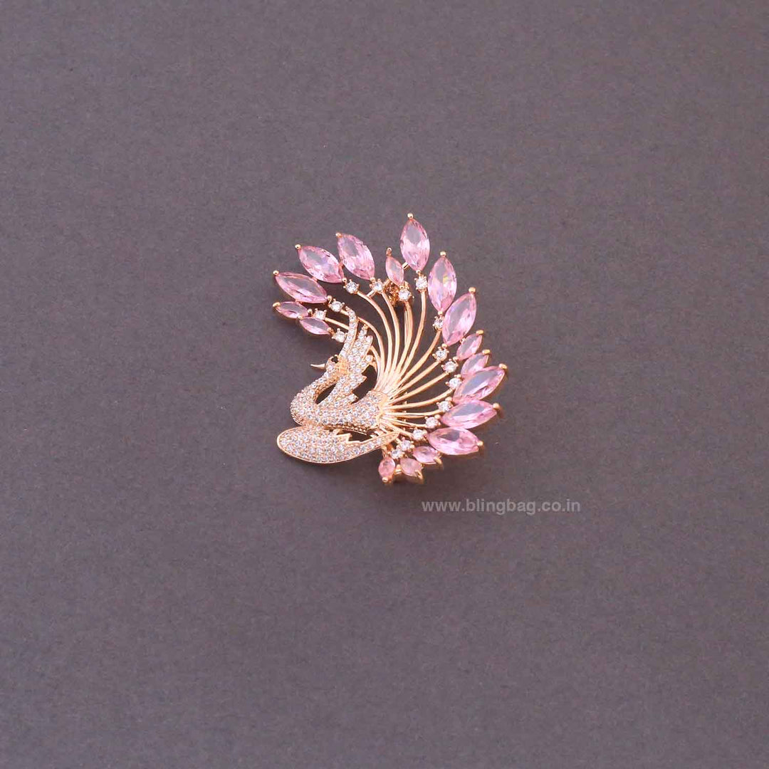 Blush Feather Peacock Brooch