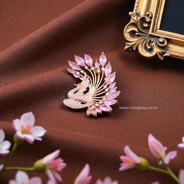Blush Feather Peacock Brooch