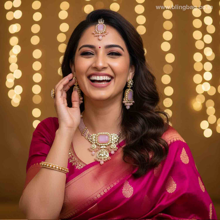 Blush Gayatri Kundan Jewellery Set