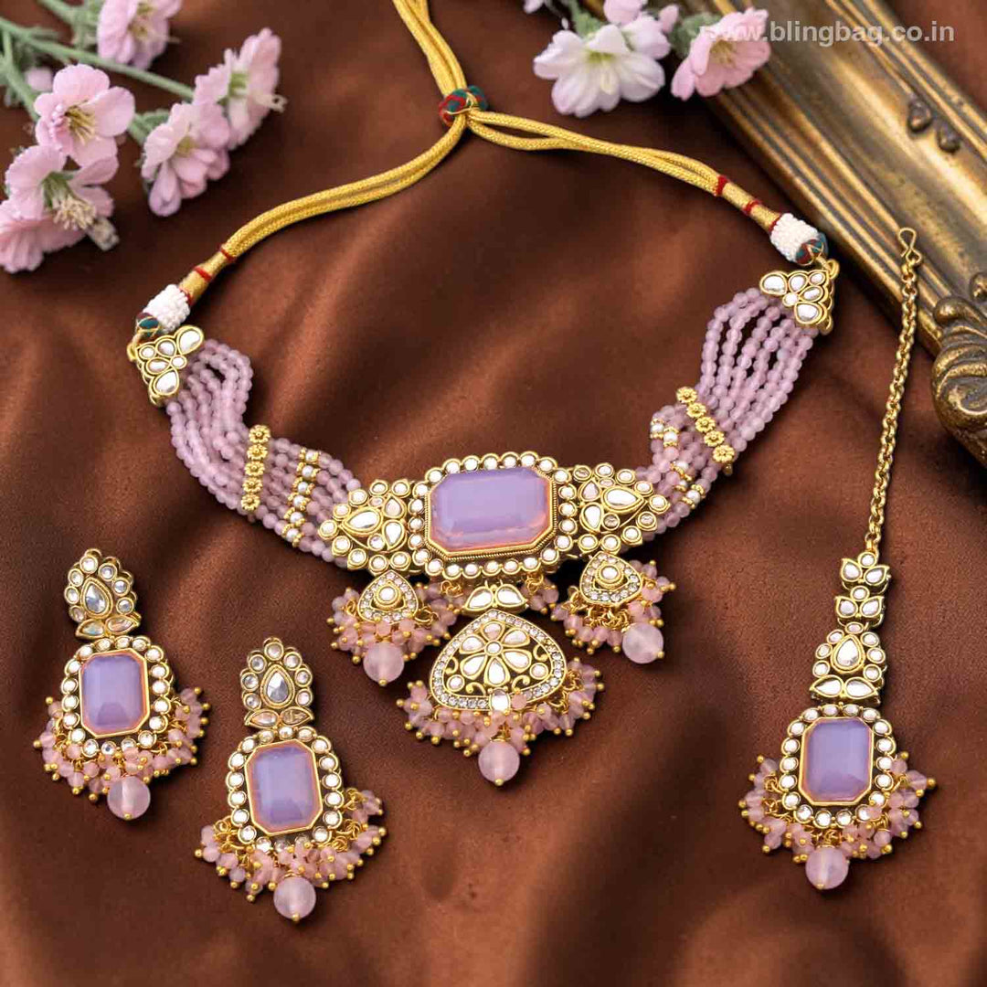 Blush Gayatri Kundan Jewellery Set