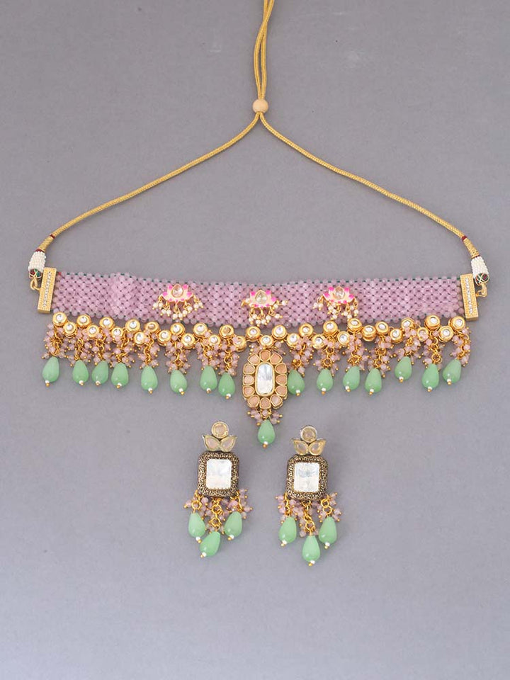 Blush Hiral Kundan Jewellery Set - EOSS