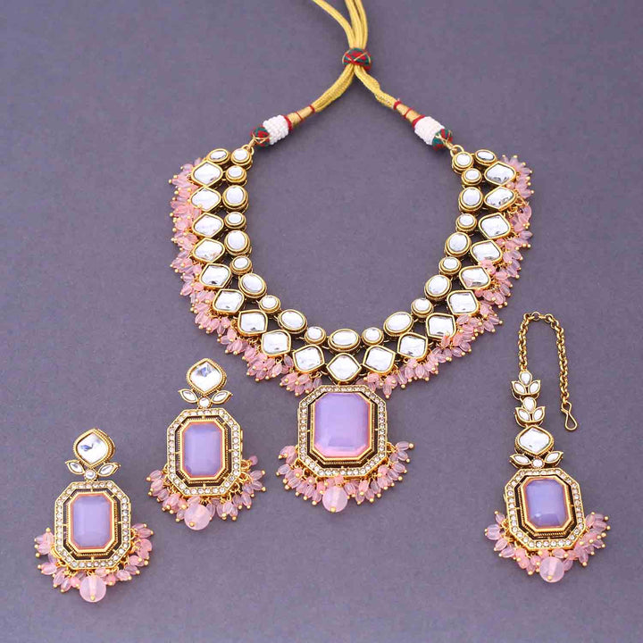 Blush Kuntala Kundan Jewellery Set