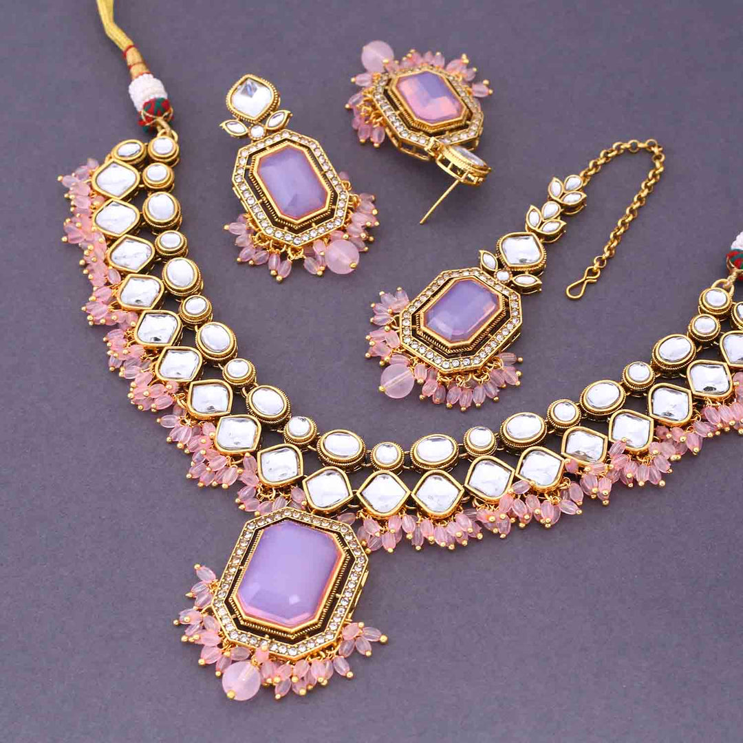 Blush Kuntala Kundan Jewellery Set