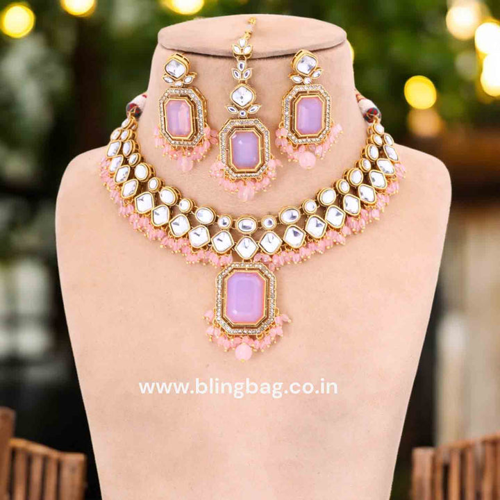 Blush Kuntala Kundan Jewellery Set