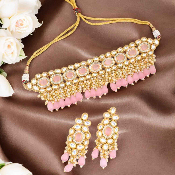 Blush Minoo Kundan Jewellery Set - EOSS
