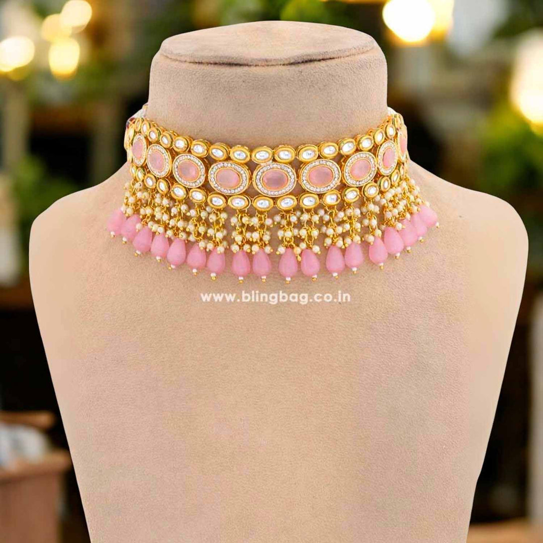 Blush Minoo Kundan Jewellery Set - EOSS