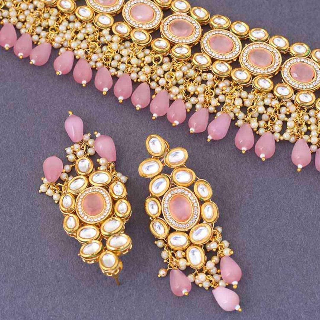 Blush Minoo Kundan Jewellery Set - EOSS