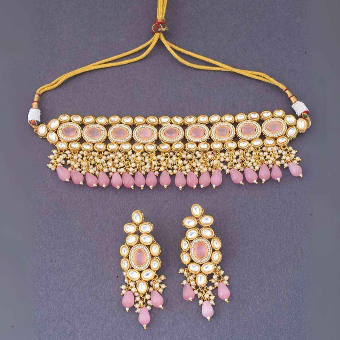Blush Minoo Kundan Jewellery Set - EOSS