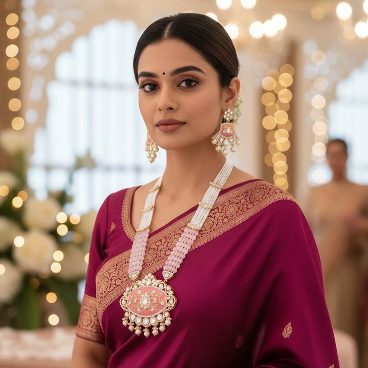 Blush Onari Kundan Jewellery Set - EOSS