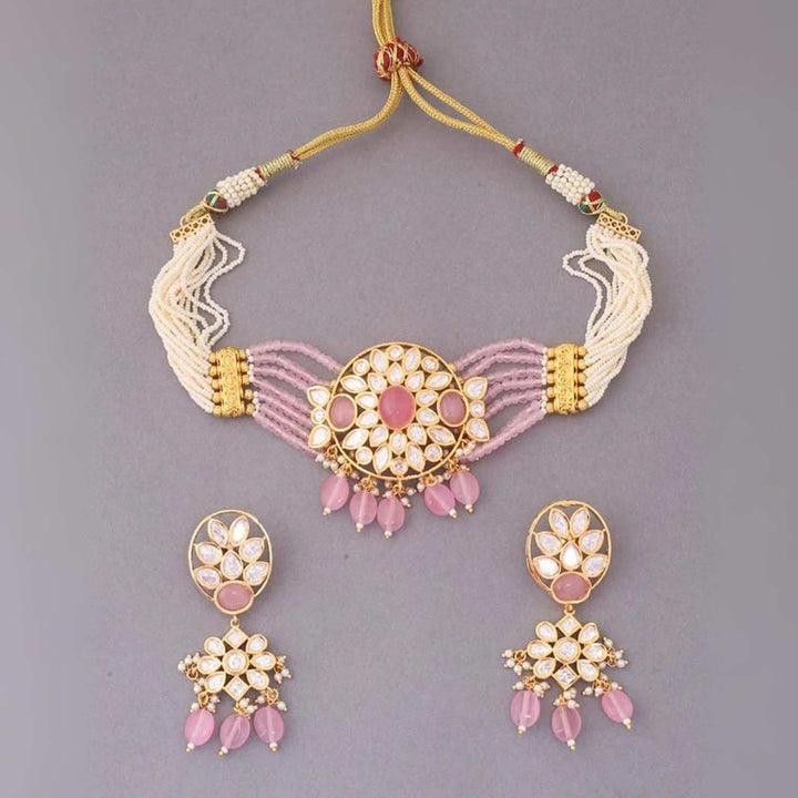 Blush Ruban Kundan Jewellery Set - EOSS
