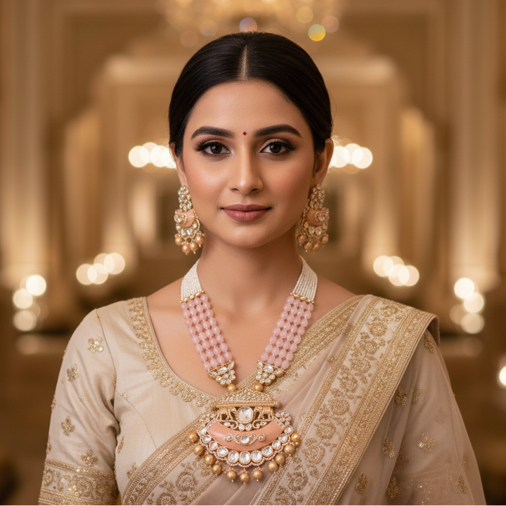 Blush Shrizal Kundan Jewellery Set - EOSS