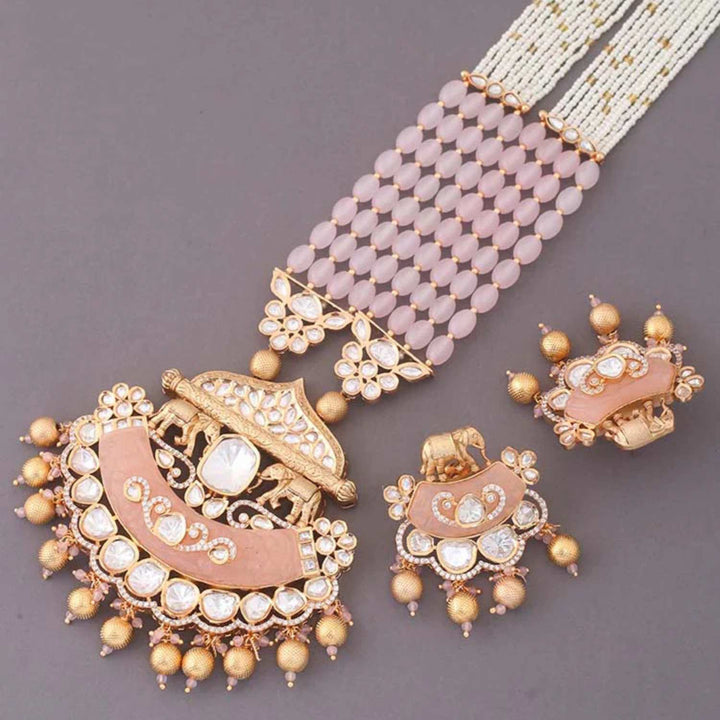 Blush Shrizal Kundan Jewellery Set - EOSS