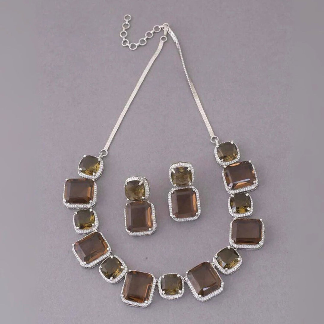 Brown Asenath Zirconia Jewellery Set