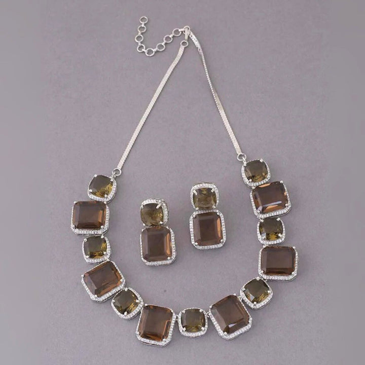 Brown Asenath Zirconia Jewellery Set