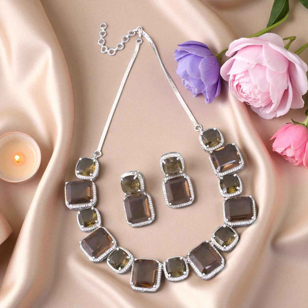 Brown Asenath Zirconia Jewellery Set