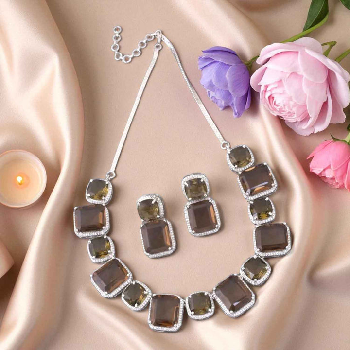 Brown Asenath Zirconia Jewellery Set
