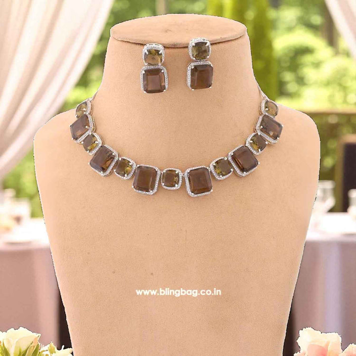 Brown Asenath Zirconia Jewellery Set