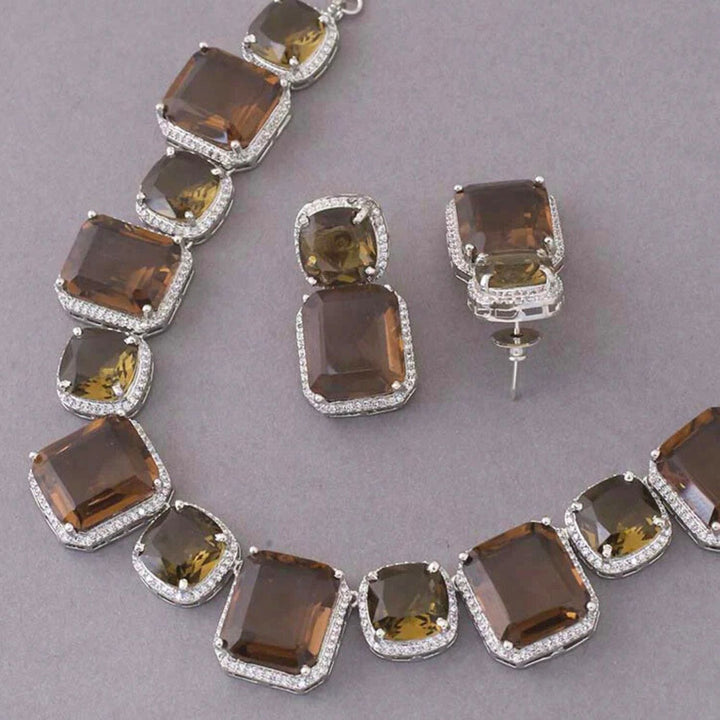 Brown Asenath Zirconia Jewellery Set