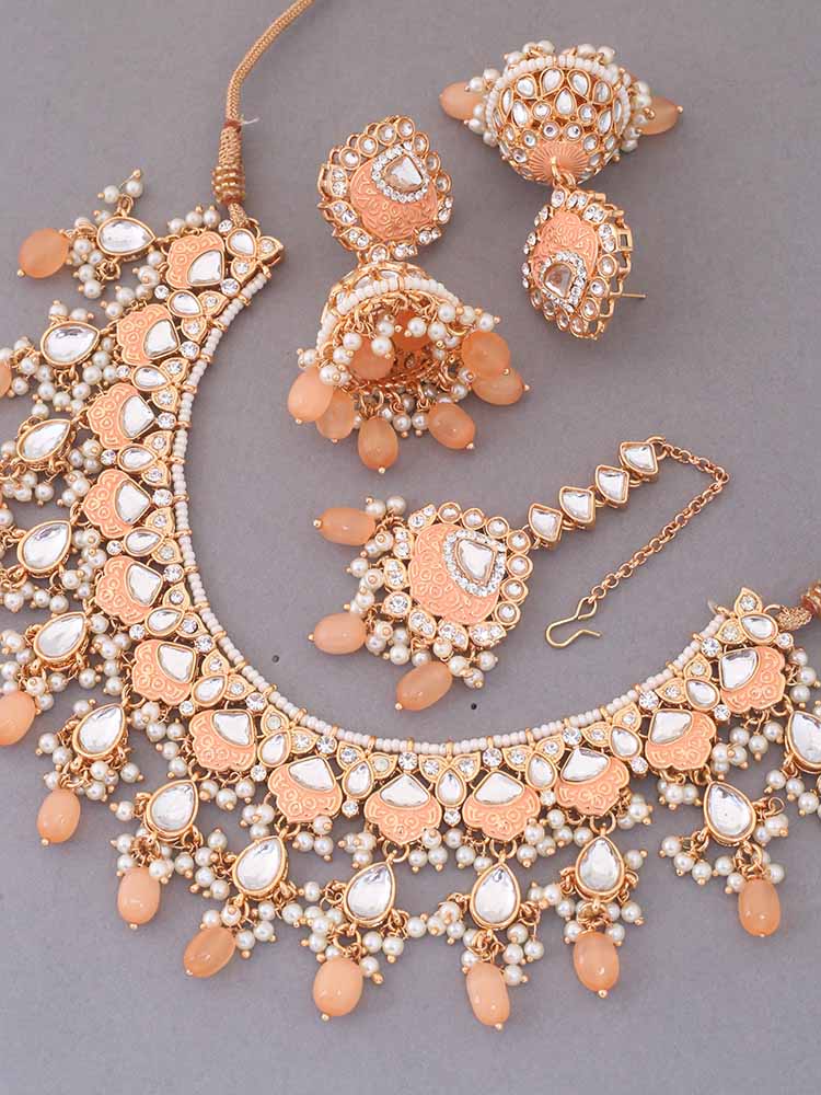 Brown Dhamini Jewellery Set