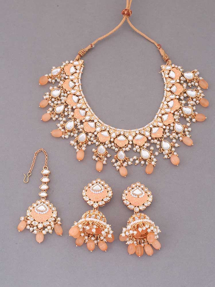 Brown Dhamini Jewellery Set