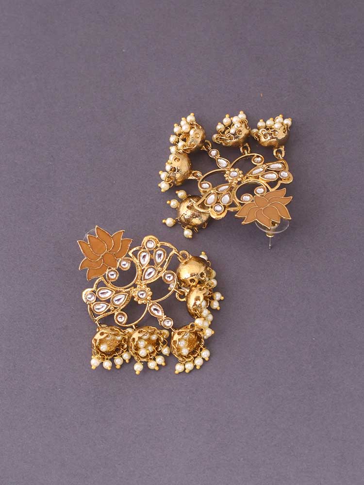 Brown Lotus Multiple Jhumkis