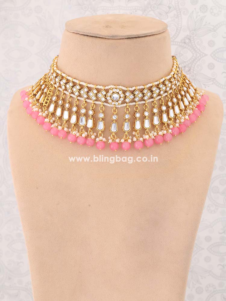 Coral Aanandi Kundan Jewellery Set
