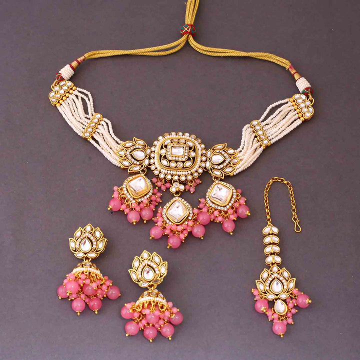 Coral Aashi Kundan Jewellery Set