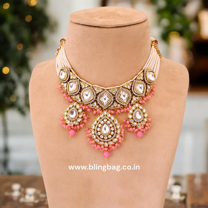 Coral Bhavya Kundan Jewellery Set