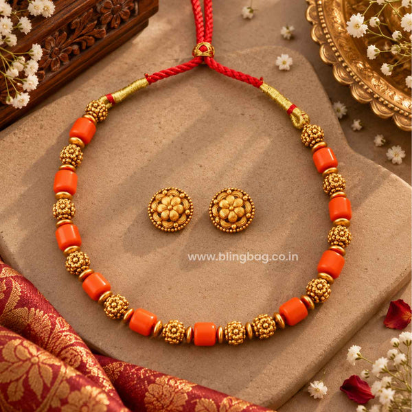 Coral Chandralekha Antique Jewellery Set- New Arrival