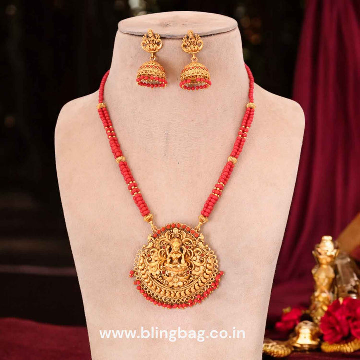Coral Jagatpriya Temple Jewellery Set- New Arrival