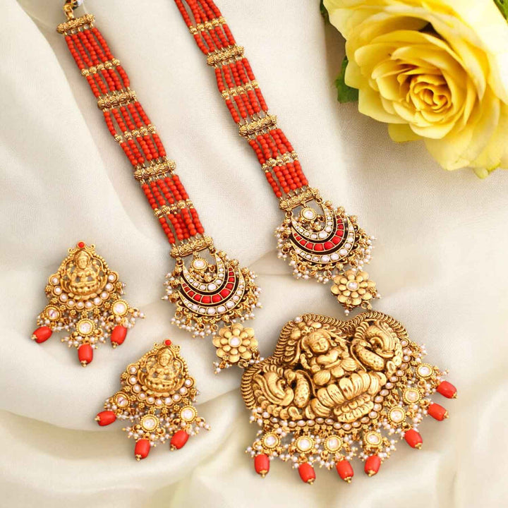 Coral Manasa Temple Jewellery Set - New Arrival