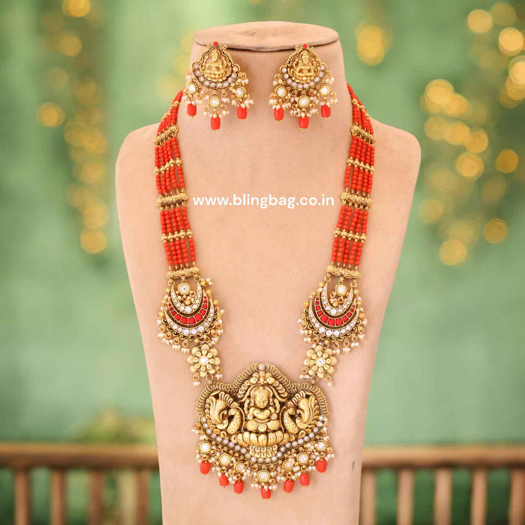 Coral Manasa Temple Jewellery Set - New Arrival