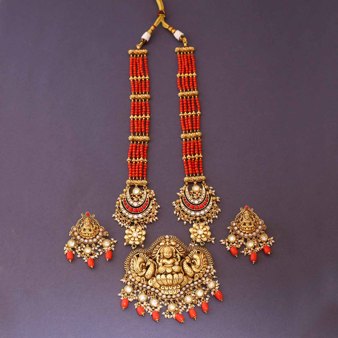 Coral Manasa Temple Jewellery Set - New Arrival