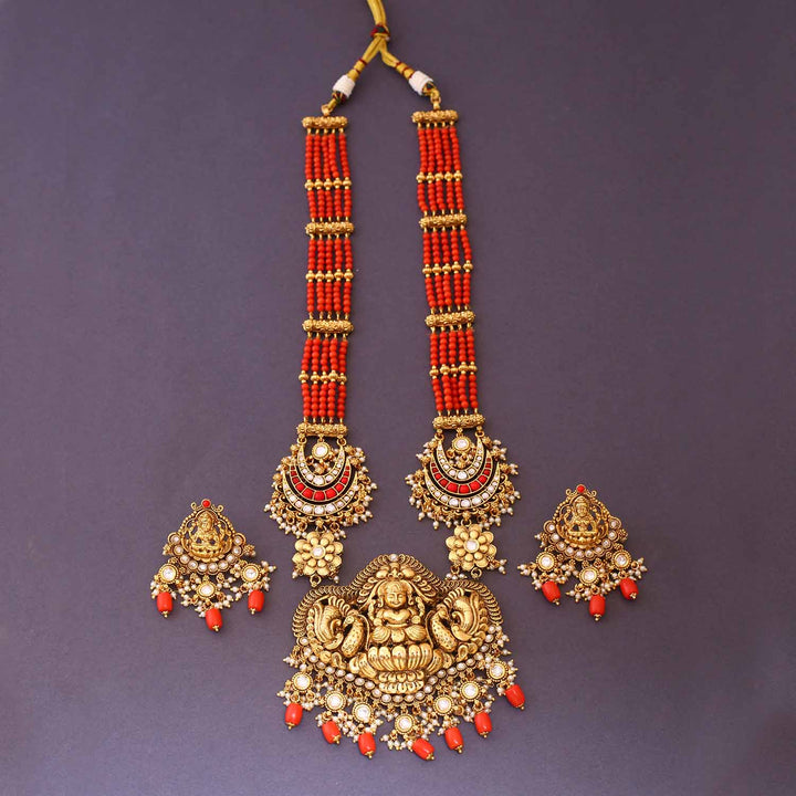 Coral Manasa Temple Jewellery Set - New Arrival