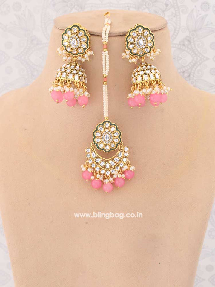 Coral Pranami Kundan Jewellery Set