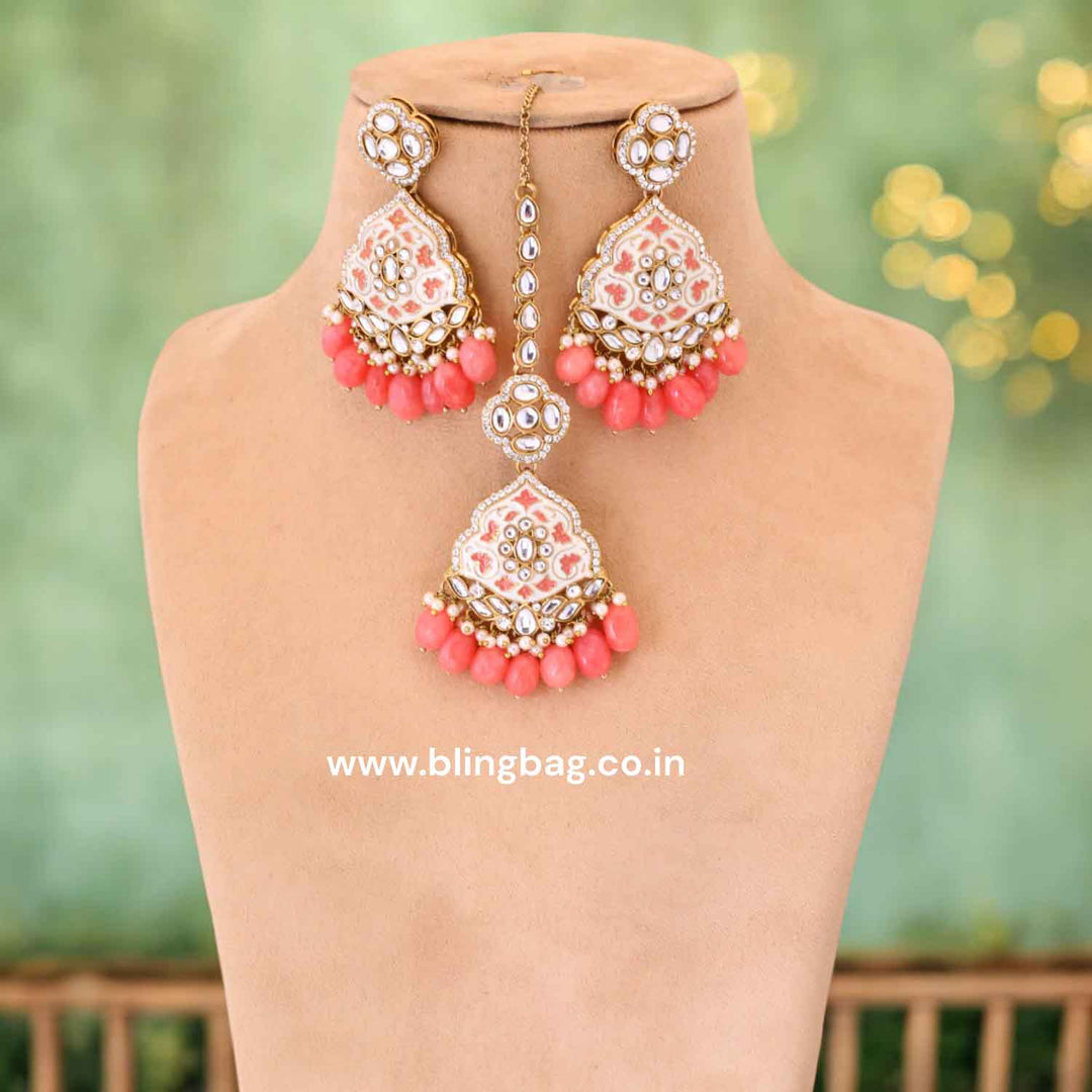 Coral Shailani Kundan Jewellery Set