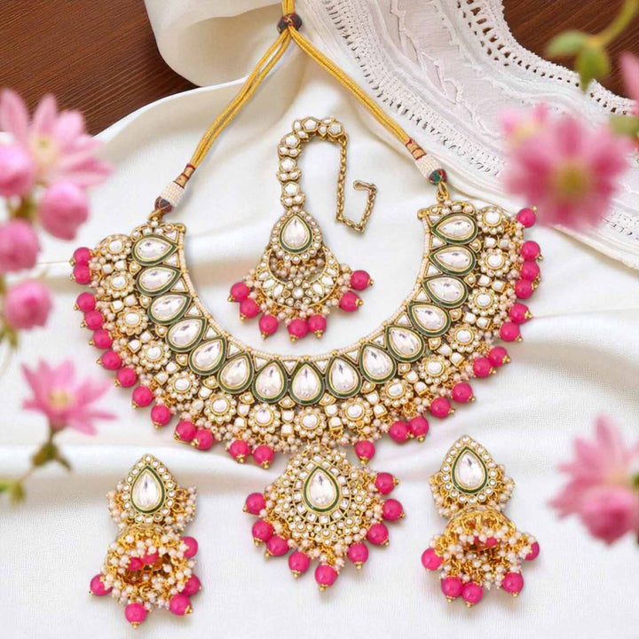 Coral Varuni Kundan Jewellery Set